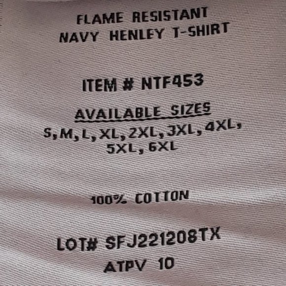 Rasco FR Men's Navy Long Sleeve Henley T-Shirt in Navy Blue Cat 2 Size L - Picture 12 of 13